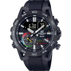 Casio Edifice Ανδρικό Ρολόι Χρονογράφος με Μαύρο Καουτσούκ Λουράκι ECB-40MP-1AEF