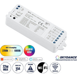 73010 WT5 SKYDANCE DC WiFi & RF 2.4Ghz Dimmer High Speed Controller 5 Καναλιών DC 12-24V 5 x 3A 72W - Max 15A 360W - IP20 Μ10 x Π4 x Υ2cm