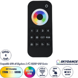 71544 RT10 SKYDANCE Ασύρματο Χειριστήριο Αφής RF 2.4Ghz 4 Group για όλα τα RGBW+WW SKYDANCE Controller DC 3V 2 x AAA - IP20 Μαύρο Μ12.2 x Π5.3 x Υ1.7cm