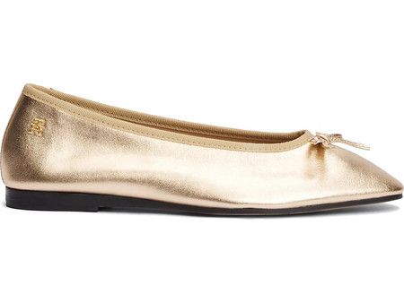 TOMMY HILFIGER Soft Leather Metallic Ballerina - Gold