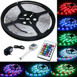 Ταινία LED Τροφοδοσίας12V RGB Μήκους 5m και 60 LED ανά Μέτρο Σετ με Τηλεχειριστήριο και Τροφοδοτικό Τύπου SMD3528