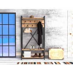 ΕΠΙΠΛΟ ΕΙΣΟΔΟΥ HM8943.01 NATURAL WOOD & ΜΑΥΡΟ 90x34x180 εκ