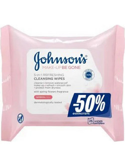 Johnson's Face Care Normal / Mixed Skin Μαντηλάκια Ντεμακιγιάζ 25τμχ