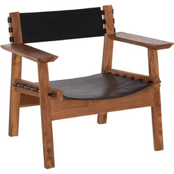 Πολυθρόνα KONNA HM9928.01 TEAK Ξύλο ΦΥΣΙΚΟ-ΔΕΡΜΑ 80x64x73 Υεκ. -1τμχ 1τμχ