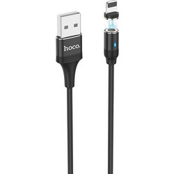 Hoco U76 Fresh LED Μαγνητικό Καλώδιο Σύνδεσης 2.4A Micro-USB to Lightning,Μήκος 1.2m - Μαύρο