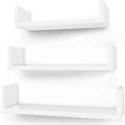 Σετ Επιτοίχια Ξύλινα Ράφια 40 x 9 x 10 cm 3 τμχ Songmics LWS40WT