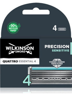 Wilkinson Sword Quattro Titanium Sensitive με 4 Λεπίδες Ανταλλακτικά Ξυραφάκια + Λιπαντική Ταινία 4τμχ