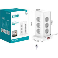 Πολύπριζο Ασφαλείας Κύβος 6 Θέσεων 2500W με 4 θύρες USB 10A και Διακόπτη ON/OFF