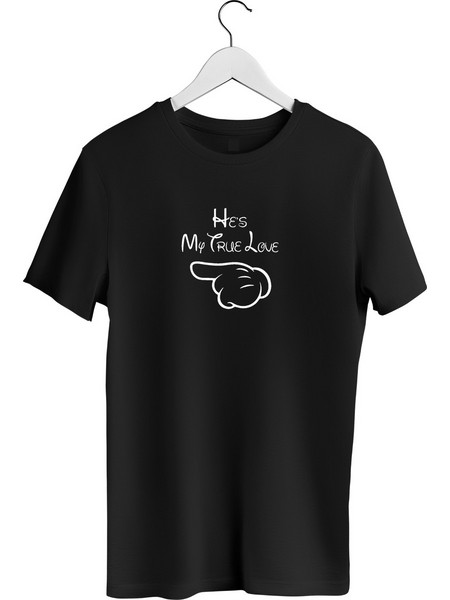 Μπλουζάκι Funny με Τύπωμα He's My True Love WTS305-Μαύρο