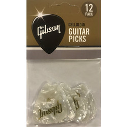 GIBSON APRW12-74M Perloid White Medium Πέννες (12 Tμχ )