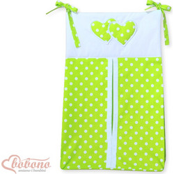 Diaper bag- Hanging Hearts white dots on green