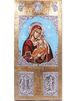 Ασημένια εικόνα της Παναγίας με διαστάσεις 24cmΧ50cm. S18199