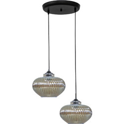 Heronia Lighting Rigato/2 Bl-Fume Κρεμαστό Φωτιστικό Οροφής Ράγα Δίφωτο 02-0338