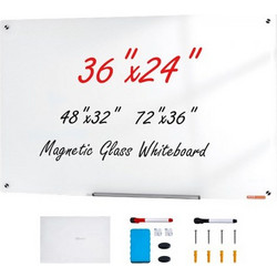 Μαγνητικός Γυάλινος Πίνακας VEVOR 36"x24" Τοίχου, με Δίσκο, Σβήστρα & 2 Μαρκαδόρους, Λευκός CXGCBLBGHBL3CGGHBV0