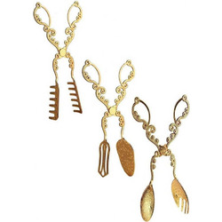 Λαβίδες Σερβιρίσματος (Σετ 3Τμχ) 283PLN2802 22cm Gold Hermia Μέταλλο