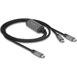 Καλώδιο Φόρτισης DELOCK (81271) USB-C σε x2 USB-C - 100W, PD 3.0, QC - Braided - 1.2m - Μαύρο 81271