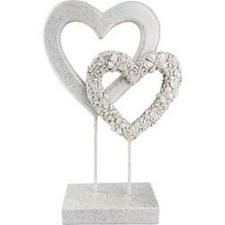 Καρδιά Flower Heart Λουλουδάτο Design Πολυρεζίνη Ασημένιο Λευκό 14.5x6.5x24