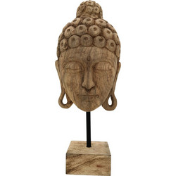 Επιτραπέζιο διακοσμητικό βούδας Mask Inart φυσικό μάνγκο ξύλο-μέταλλο 20x18.5x48.5εκ