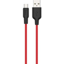 Hoco X21 Plus Silicone microUSB Cable 1m Black-Red