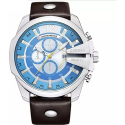 Curren Ανδρικό Ρολόι με Καφέ Δερμάτινο Λουράκι 8176 Blue