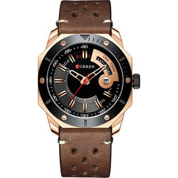 Curren Ανδρικό Ρολόι με Καφέ Δερμάτινο Λουράκι 8344 Brown