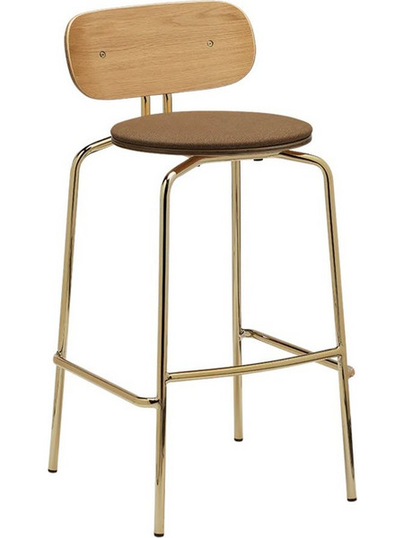 Σκαμπό Μπαρ Curious 5918-1C719-01 49.5x52x98.7cm Brass Sugar Brown