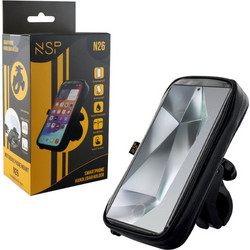 NSP N26 (8367373) Universal Βάση στήριξης κινητών μηχανής/ποδηλάτου 360 με αδιάβροχη προστατευτική θήκη, 10 x 2.3 x 19.3cm-15148-0012
