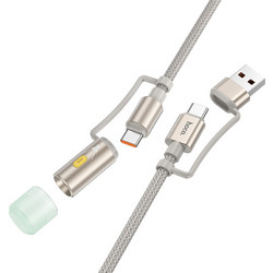 Καλώδιο σύνδεσης Hoco U138 USB-C/USB-A σε USB-C/Φακό 3A 1.2m Braided Γκρι