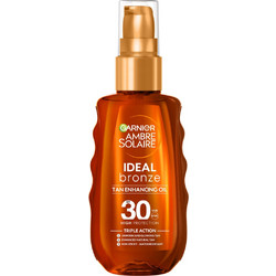 Garnier Ambre Solaire Ideal Bronze Tan Enhancing Protection Αδιάβροχο Λάδι Μαυρίσματος Σώματος SPF30 150ml