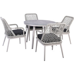 Woodwell Central Σετ Τραπεζαρία Κήπου Rattan 5τμχ Γκρι Ε6841
