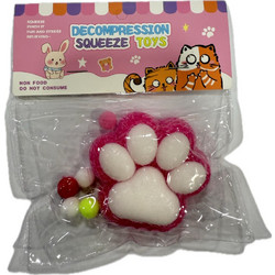 Antistress Pinch Squishy Taba Πατούσα με Pon Pon 7x6cm Φούξια