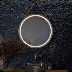 Καθρέπτης Φ60 Circle Rope Led Mat της Project Mirrors Διακόπτης Αφής: Ναι, Χρώμα σχοινιού: Μαύρο