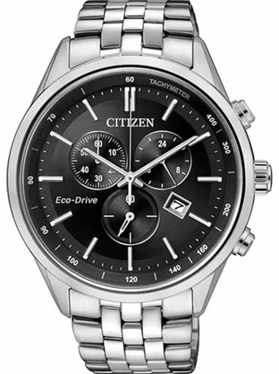 Citizen Eco-Drive Ανδρικό Ρολόι Χρονογράφος Solar με Ασημί Μεταλλικό Μπρασελέ AT2141-87E