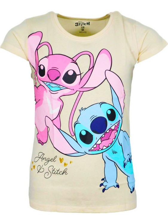 Παιδική Μπλούζα Κοντομάνικη Angel - Stitch Lilo - Stitch Κίτρινο Χρώμα