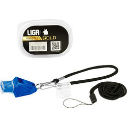 Σφυρίχτρα πλαστική gold με κορδόνι και θήκη (Plastic whistle gold with lanyard and case) LIGASPORT - ΜΠΛΕ (BLUE) - ONE SIZE - LIGA SPORT