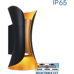 Απλίκα τοίχου Boston LED 10W CCT-Switch IP65 Μαύρο/Χρυσό