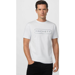Hackett ανδρικό T-shirt με logo print Classic Fit - HM5000007 Λευκό