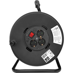 Μπαλαντέζα καρούλι 3xSchuko Μαύρο 50m, 1.5mm PT-917-Powertech PT-917
