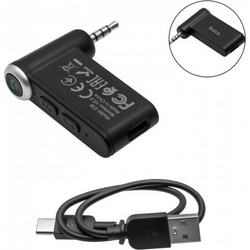 Ασύρματος Bluetooth 5.0 Δέκτης Αυτοκινήτου AUX 3.5mm Επαναφορτιζόμενος με Ενσωματωμένο Μικρόφωνο και Καλώδιο Type-C Μαύρος E58 Hoco