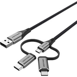 Vention USB to micro USB / Type-C / Lightning Cable Γκρι 1m (S9908504)