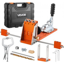 VEVOR Pocket Hole Jig Kit, ρυθμιζόμενο 12,7 έως 38,1 mm, Σύστημα οπών Jig Pocket με εργαλειοθήκη, C-Clamp, Step Drill, Εξάγωνο κλειδί, Δαχτυλίδι στοπ τρυπανιού, τετράγωνο μύτη κίνησης, ενισχυμένο μετα