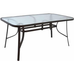 Τραπέζι Bruno 160x90x72εκ μεταλλικό καφέ με γυάλινη επιφάνεια