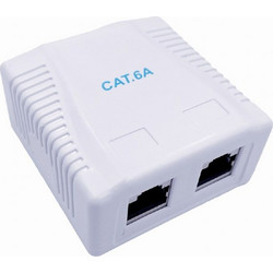 CABLEXPERT CAT6A FTP DOUBLE PORT SURFACE MOUNT BOX WHITE