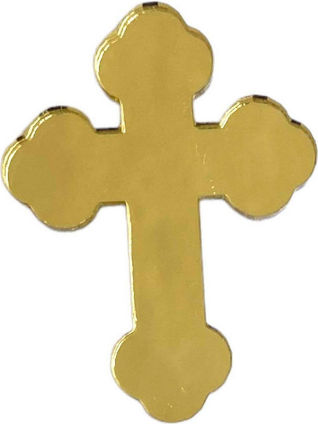 Plexiglass Mirror Σταυρός - Με τρύπα, 12εκ με μαγνητάκι, Glitter Ασημί