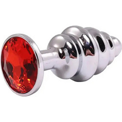 Μεταλλικό Plug με Κόκκινο Κρύσταλλο O 2,6 cm