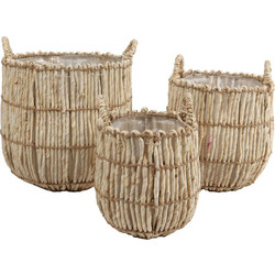 THEROS ΚΑΛΑΘΙ SET 3ΤΜΧ 30x30x32cm ΦΥΛΛΑ ΚΑΛΑΜΠΟΚΙΟΥ ΦΥΣΙΚΟ 1τμχ