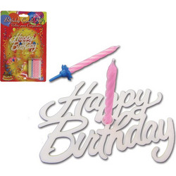 Σετ κεράκια και βάσεις κεριών Happy birthday
