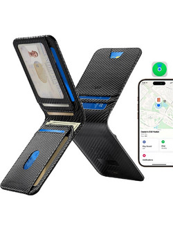 ESR - Classic Geo Card Holder - Vegan Leather Wallet, For 11x Cards +amp Cash, Find My Function, Rfid Blocking - Carbon Fiber