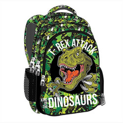 Back Me UP T-Rex Σχολική Τσάντα Πλάτης Δημοτικού Πράσινη 357-13031