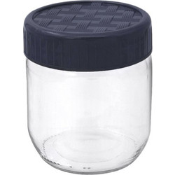Βαζάκι Γυάλινο Γκρι Καπάκι 425ml
